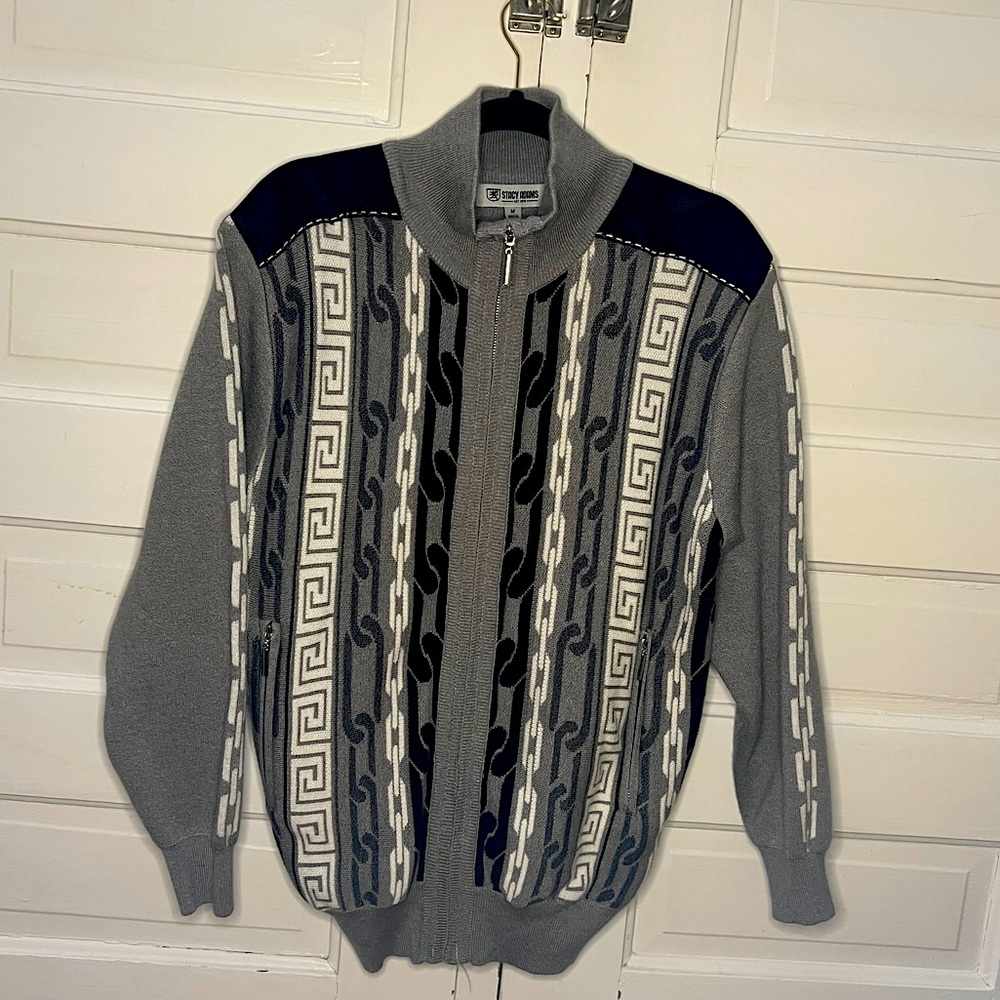 stacy adams jacket grey medium versace style print